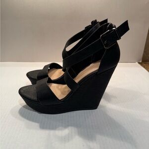 NEW C&M Black Platform Wedges